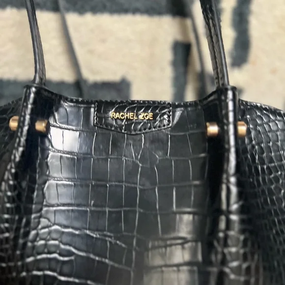 Elegant Black Rachel Zoe Crocodile-Embossed Women's Bag - Picture 2 of 3